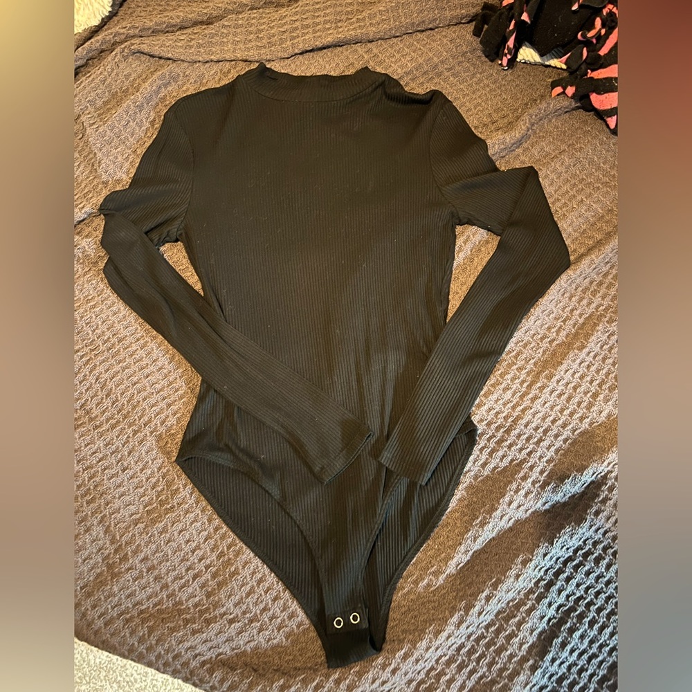 Black Long Sleeve Turtleneck Bodysuit